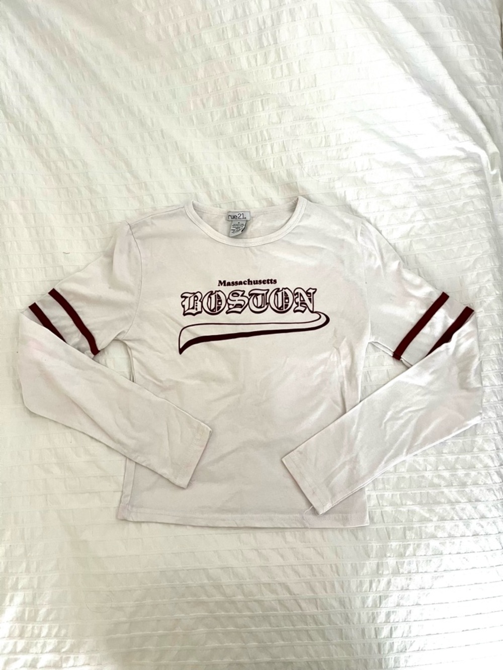 Rue21 Boston Graphic Baby Tee Long Sleeve